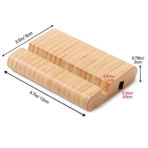 FadyDail Bamboo Tablet Stand Wooden Mobile Phone Stand for Desktop, Wood Tablet Holder Desk Cell Phone Holder Mobile Stand for iPad Tablets and All Phones (Large Size) — view 2