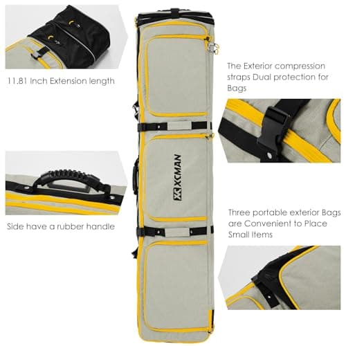 XCMAN Padded Snowboard Bag with Wheels,Adjustable Length 63-75In,Padded Bag for Air Traveling,Loading Capacity 100L… (Light Brown) — view 3