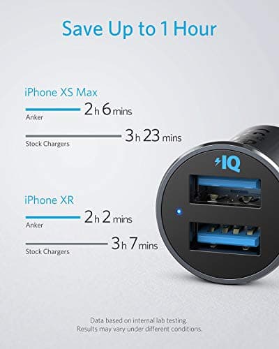 Anker Car Charger, 24W Dual USB Car Charger - Compact Aluminum Alloy, PowerDrive 2 Adapter with Blue LED - Compatible with iPhone12/11/XR/Xs, iPad Pro/Air 2/Mini, Galaxy (Excludes Quick Charge) — view 3