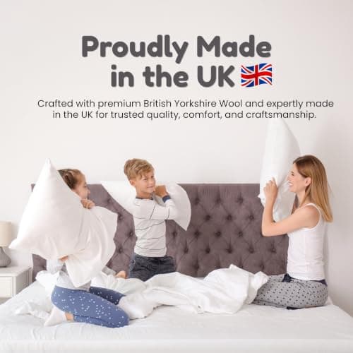 Lister Cartwright Wool Pillow Premium Firmness 100% Cotton Cover British Yorkshire Wool Natural Supportive British Regulates Body Temperature Standard UK Size Well sleep (1, White, 70 x 48 cm) — view 5