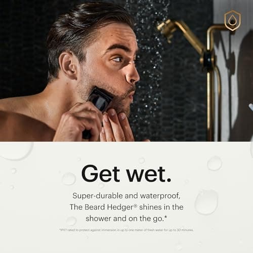 MANSCAPED® The Beard Hedger® Premium Men's Beard Trimmer, 20 Length Adjustable Blade Wheel, Stainless Steel T-Blade for Precision Facial Hair Trimming, Cordless Waterproof Wet/Dry Clipper — view 3