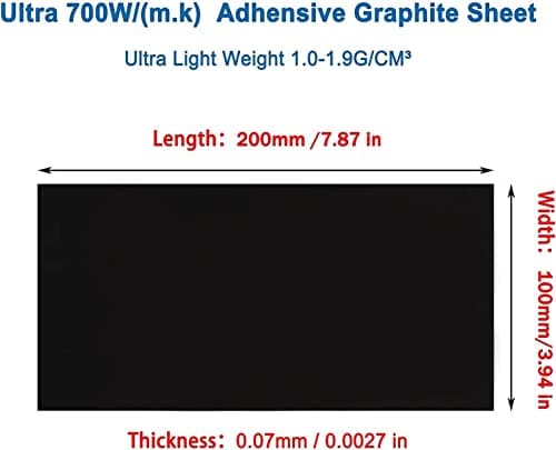 ADWITS 2 Pack Adhensive Graphite Thermal Pad 700W/m⋅K Horizontal Conductivity, 200x100x0.07mm Flexible Graphite Sheet for Mobile Laptop CPU Thermal Managemen — view 2