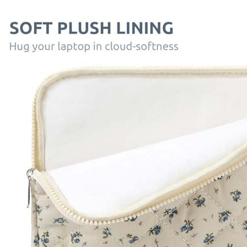 Puffy Laptop Sleeve 13-15.6 Inch Cute Floral Laptop Case Soft Quilted Computer Case Protective Cover for MacBook Notebook — view 4