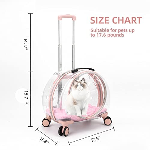Transparent & Fully Breathable cat Carrier with Rolling Wheels — view 2