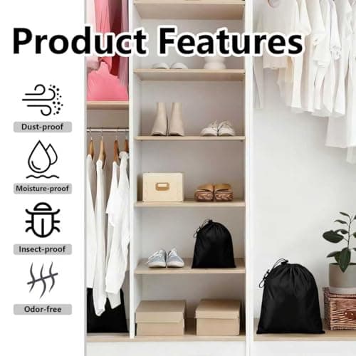 Black Cotton Drawstring Bag Small Storage Pouch 6Pack Set – Natural Fabric Drawstring Bags for Travel Organization Multi-Purpose Soft Storage Pouch for Shoes Eco-Friendly Cotton Stuff Bag — view 5