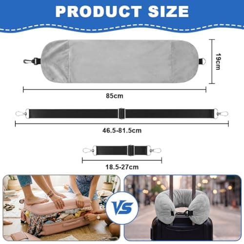 Adiwo Multifunctional Stuffable Travel Pillow, Travel Pillow Stuffable with Clothes, Soft Stuffable Neck Pillow, Fillable for Extra Luggage with Adjustable Straps, for Airplane Camping Train, Gray — view 2