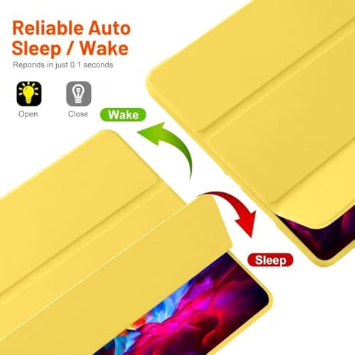 Compatible With iPad 9th/8th/7th Generation, Premium PU Leather + Soft TPU Back Case With Pencil Holder, Auto Sleep/Wake 10.2 Inch Cover 2021/2020/2019 (Yellow) — view 3