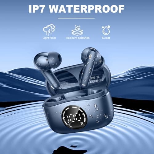 Wireless Earbuds, Bluetooth 5.4 Headphones In Ear HiFi Stereo Deep Bass, 2026 Bluetooth Earphones 50H Playtime LED Display, Ear buds with 4 ENC Noise Cancelling Microphone, IP7 Waterproof, Fast Charge — view 5