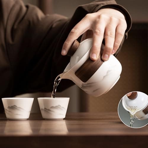 Porcelain Chinese Gongfu Tea Set,Portable Ceramic Teapot Set,Portable All in One Mini Travel Bag for Travel,Home,Gifting,Outdoor Camping Picnic and Office Business Hotel Tea Lover — view 4