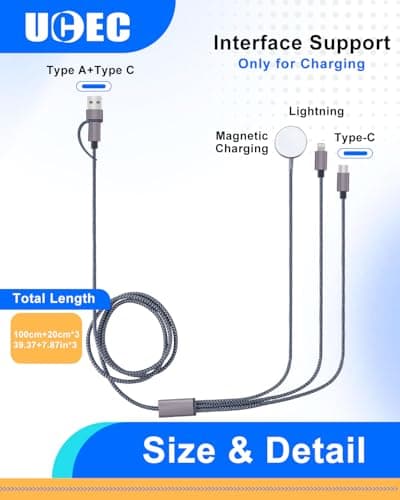 UCEC 3 in 2 Multi Charger Cable for Watch, Multi Fast Charging Cord — view 3