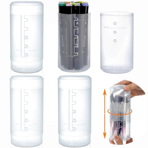 TOPZEA 4 Pack Retractable Makeup Brush Holders, Plastic Clear Makeup Organizer Case Travel Makeup Brush Holder with Lid Brushes Container Cups Dust-Proof Storage
