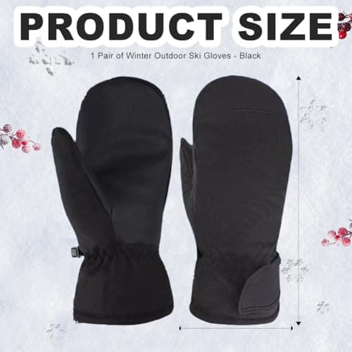 Enjoyaa Ski Mittens Winter Waterproof Snowboard Mittens for Women Mens Ski Gloves Thermal Touch Screen Warm Windproof Winter Gloves for Skiing Hiking Cycling (Black) — view 2