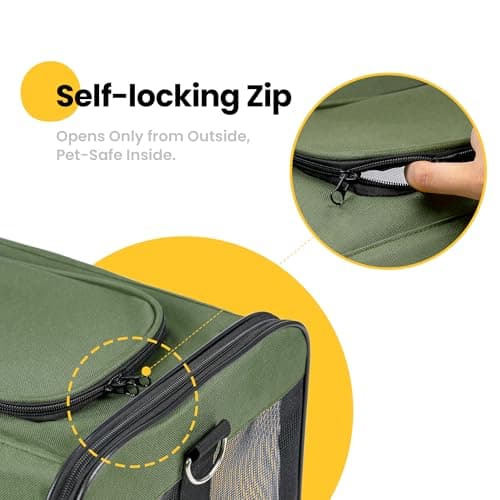 Conlun Dog Carrier Soft Sided, Large Cat Carrier with Inner Safety Leash, Pet Transport Carrier for Large Cats and Medium Dogs up to 10 KG, Collapsible Travel Puppy Carrier Bag -Green, L — view 5