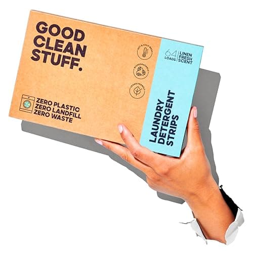 Good Clean Stuff Laundry Detergent Strips Sheets 64 loads Eco Ultra-Concentrated Non-Bio Linen Fresh Scent for Machine and Hand Washing