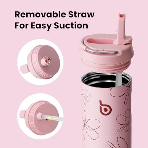 Bottle Bottle Insulated Water Bottle700ml(24oz) with Straw and Lid Stainless Steel Sports Travel Gym Water Bottles Metal Drink Flask with Handle for Man and Women(Flower Frenzy) — view 5