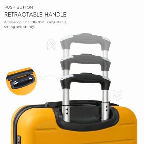 Rocklands® Lightweight 4 Wheel Hard Shell Luggage Suitcase Ryanair Cabin Carry on Travel Bag 55x40x20 (Mango Yellow) — view 4