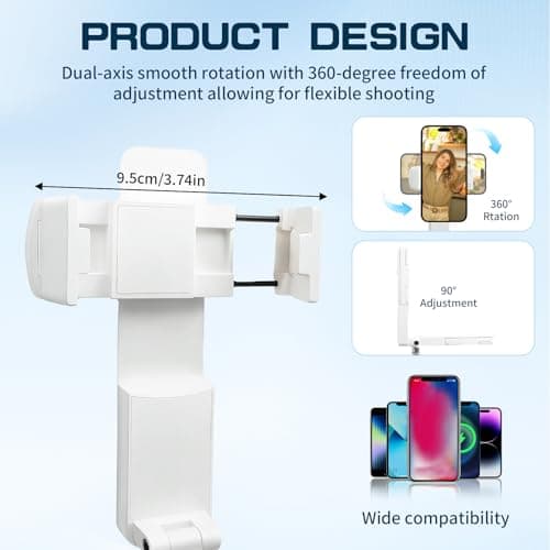 Mini Selfie Stick, Extendable Aluminum Portable Selfie Stick Compact Phone Selfie Sticks with Phone Holder for Content Creation Vlog Video Record Live Stream (White) — view 3