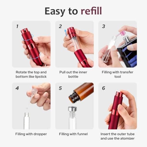 Toureal Travel Perfume Atomiser Refillable, 8ml Atomiser Spray Bottle,wine — view 4