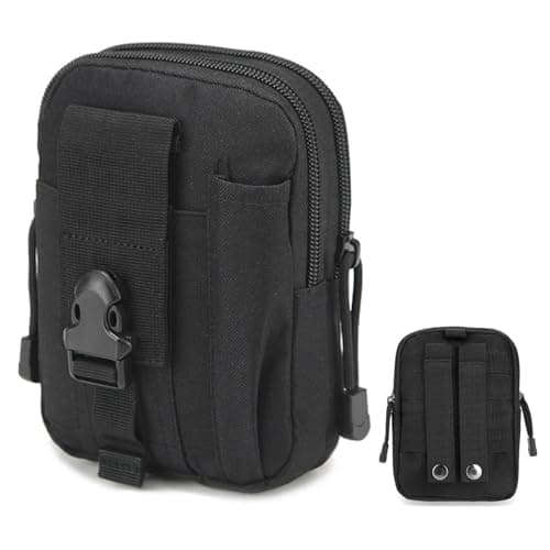 Molle Pouches, Men Belt Waist Bag, EDC Pouch, Compact Outdoor Multipurpose Utility Pouches, Fanny Packs with Cell Phone Holster Holder for Sports Hiking Camping Running(Color:Black)