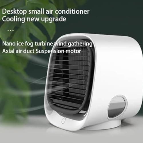 Portable Air Conditioner, Portable Air Cooler,3-Speed Mini Air Cooler Fan with 300ml Misting Tank, Quiet Desktop Aircon Unit with LED Light for Home, Office, Travel (Pink) — view 6