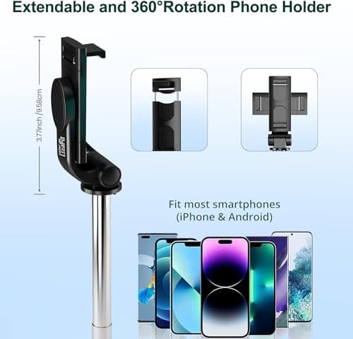 COLORLIZARD Selfie Stick Tripod with Remote, Bluetooth Phone Tripod,Compatible with iPhone, GoPro, Android Phone — view 4