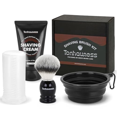 Travel Shaving Brushes Kit For Men, 4 In 1 Shaving Brush Set With Nylon Bristle Shaving Brush, Shaving Brush Case, Shaving Cream and Foldable Shaving Bowl For Trip