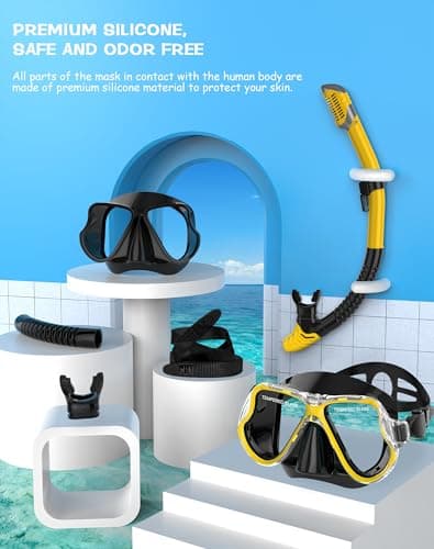 Karvipark Dry Snorkel Set, Anti-Fog Scuba Diving Mask, Panoramic Wide View Diving Goggle, Easy Breathing and Professional Snorkelling Gear for Adults — view 6