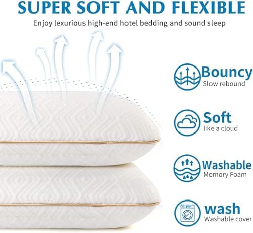 Fityou memory foam pillow king size,orthopedic pillow,Ergonomic Pillow,Deep Sleep Neck Pillow,Soft Anti Snore Pillows For Sleeping,Washable Pillow Case,70 x 40 x13 cm — view 3