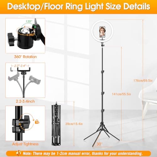 11.5" Ring Light with Tripod & Quadpod Stands for Phone — view 6