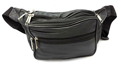 ODS:UK® Real Leather Bum Waist Bag Travel Holiday Money Belt Pouch Black Change BUMBAG — view 6