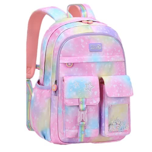 VIDOSCLA Cute Coloful Casual Daypack for Girls,Teens Elementary School Backpack,Primary Book Bags forTeens Gradient pink-L