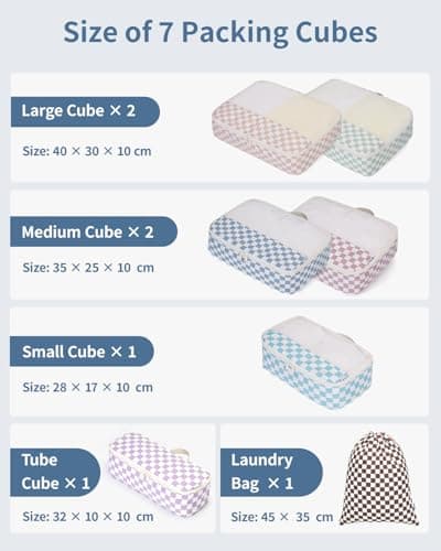 Narwey 7 Set Packing Cubes for Suitcases, Large Organiser Bags for Travel — view 4