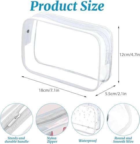 30 Pcs Clear Cosmetic Bags, Makeup Bags Bulk, Reusable Toiletry Bag for Travel, PVC Waterproof Clear Pouch with Zipper for Men and Women Carry-on Travel Essentials (18 x 5.5 x 12 cm) — view 2