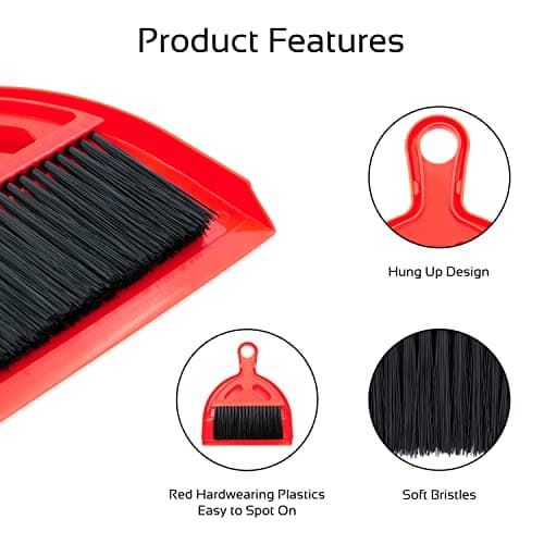 Milestone Camping 20940 Mini Dustpan and Brush Set Ideal for Camping Tents Caravans, 20cm x 17cm x 15cm, Red — view 4