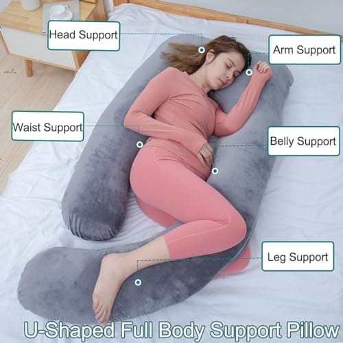 AS AWESLING Pregnancy Pillow, Nursing, Support and U Shaped Full Body Pillow for Pregnant Women with Removable Cover (GREEN) — view 3