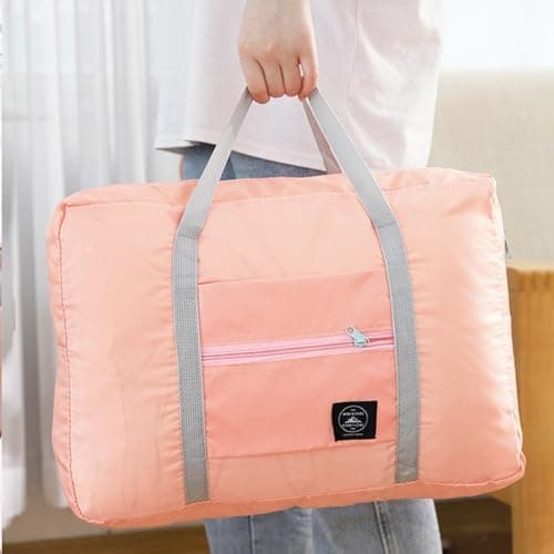 Travel Bag 12 Packes Carry on Luggage Foldable Duffel Bag Sports Gym Bag Weekender Overnight Bag Water Resistant Nylon Travel Duffel for Men Women (Pink 12PCS) — view 6