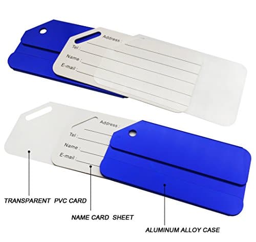 Aluminum Luggage Tag for Luggage Baggage Travel Identifier By Ovener (Blue 2 Pcs) — view 4