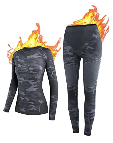 NOOYME Women's Ski Thermal Base Layer Underlayer Top & Leggings Set Camo