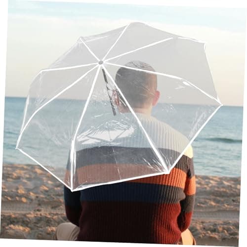 Gatuida Automatic Folding Clear Windproof Umbrella with Wooden Handle Compact Lightweight Travel Parasol for Men and Women Portable Small Folding Rain Protection for Outdoor Use — view 6