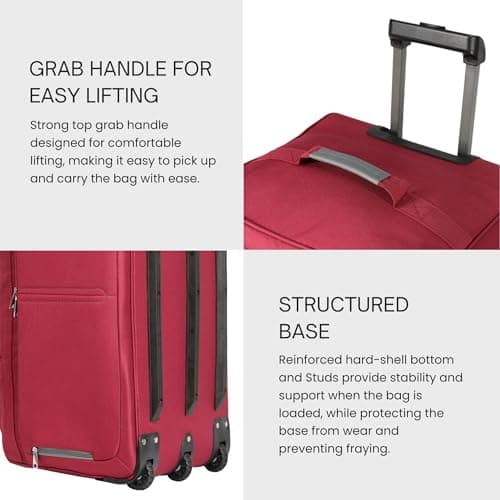 Rocklands® Lightweight Luggage Rolling Holdall Suitcase Wheeled Duffle Bag Cargo Sport Travel Bag RL501 (Burgundy, Large - 32" (H84 x L42 x W40 cm)) — view 6