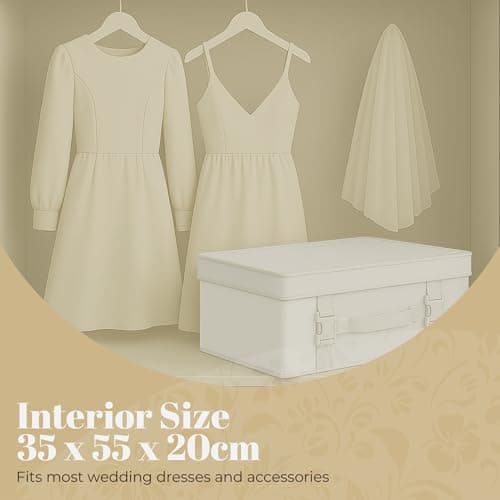 HANGERWORLD Medium White Wedding Bridal Dress Gown Storage Travel Carry Case Box with Handles — view 3