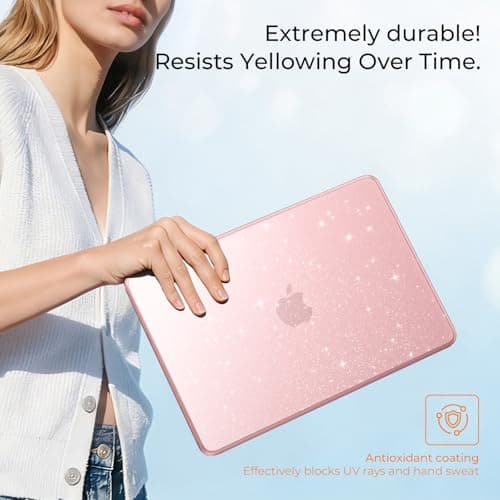 EooCoo for MacBook Neo Case 13 inch 2026 A18-Pro Glitter Crystal Pink — view 5
