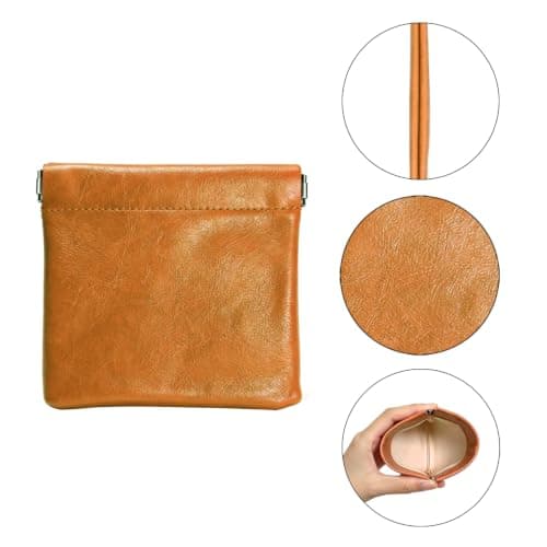 2 Pcs Organizer Pouches, Leather Small Makeup Bag Mini Cosmetic Bags for Travel Makeup Pouch Purse, Coin Purses Organizer Storage Pouch (Yellow) — view 5