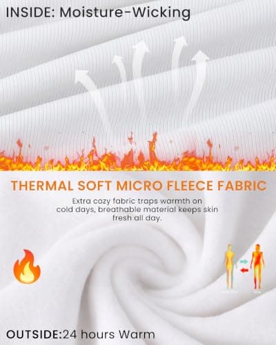 SIHOHAN Women's Thermal Tops Round Neck Warm Long Sleeve Thermal Top White — view 3