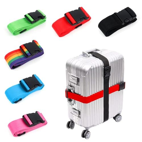 Luggage Straps, 6 PCS Adjustable Suitcase Straps(200 x 5 cm 6 Colors)
