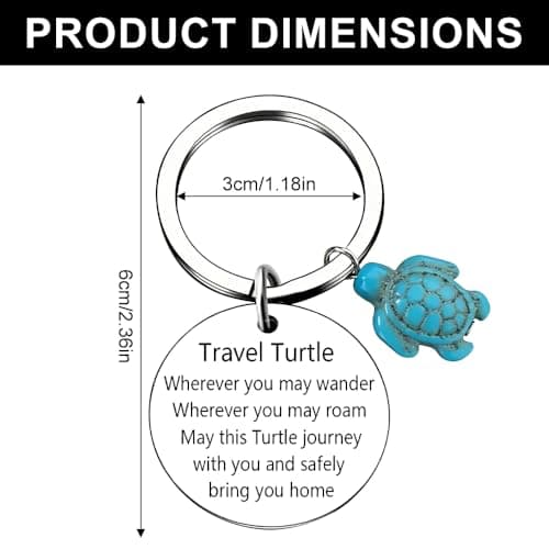2 Pcs Travel Turtle Keyring Set, Meaningful Safe Travels Gifts for Women Men, Engraved "Safely Bring You Home" Keepsake Keychain for Gap Year Backpacking, Going Away Leaving Present for Friends — view 2
