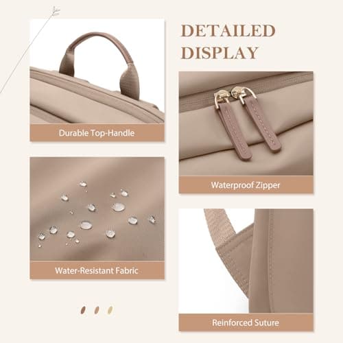 GOLF QUALITY Travel Backpack for Women Personal Carry On Bag Business Weekender Hiking Multilayer Laptop Bag,16 Inch,Champagne Brown — view 6