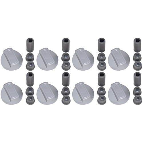 Ufixt Universal Cooker Control Knobs | 8 Pack Silver Oven Dial Kit | Includes 24 Adaptors for All Shaft Sizes | Compatible with Hotpoint Beko — view 2