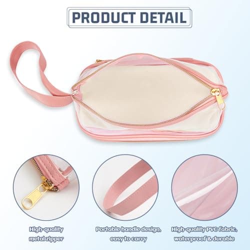 Aucuu Travel Makeup Bag, Transparent Cosmetic Bag, Waterproof Toiletry Bags, TSA Approved Toiletry Bags, Make Up Organizer for Toiletries Accessories, Brushes, for Women Girls — view 4