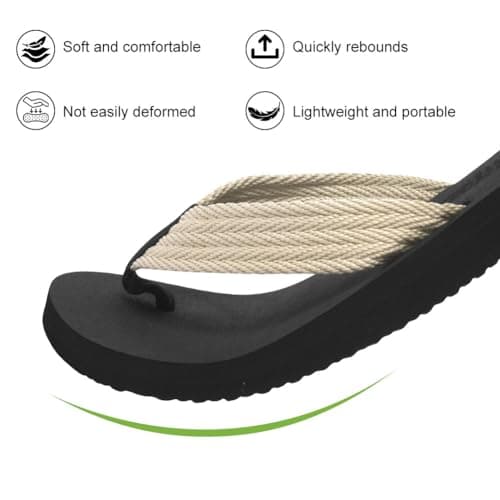BSBUY Unisex Flip Flops Mens Flatform Beach Flip-Flop EVA Slippers Ladies Girls Yoga Mat Cushion Thong Sandals Beach Travel Platform Sandals Slip-Resistant Flat Flip Flops for Shower(UK:9.5-10) — view 6